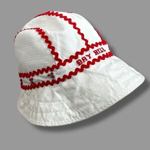 Vintage Billie Ross of The Palm Beaches Sun Hat Bay Hill Red Rick Rack Preppy